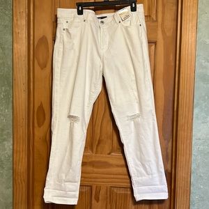 Jordache Vintage Women’s White Distressed Boyfriend Jeans with Stretch Size 16